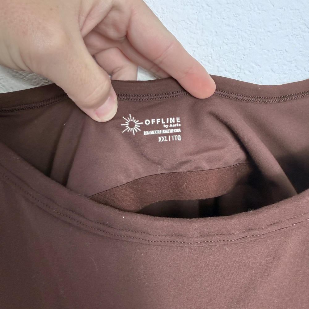 Aerie Offline Brown Flare Leg Jumpsuit Adjustable Spaghetti Straps Stretch - Picture 9 of 9
